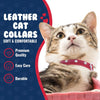 Studded Cat Collar, Genuine Leather Kitten Collar, Sturdy Breakaway Cat Collar, Water-Resistant Cat Collar with Bell & Elastic Stretch, Valentine Red, 12 X 1/2 Inches